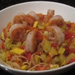 Tomato & Squash Pasta with Sauteed Shrimp