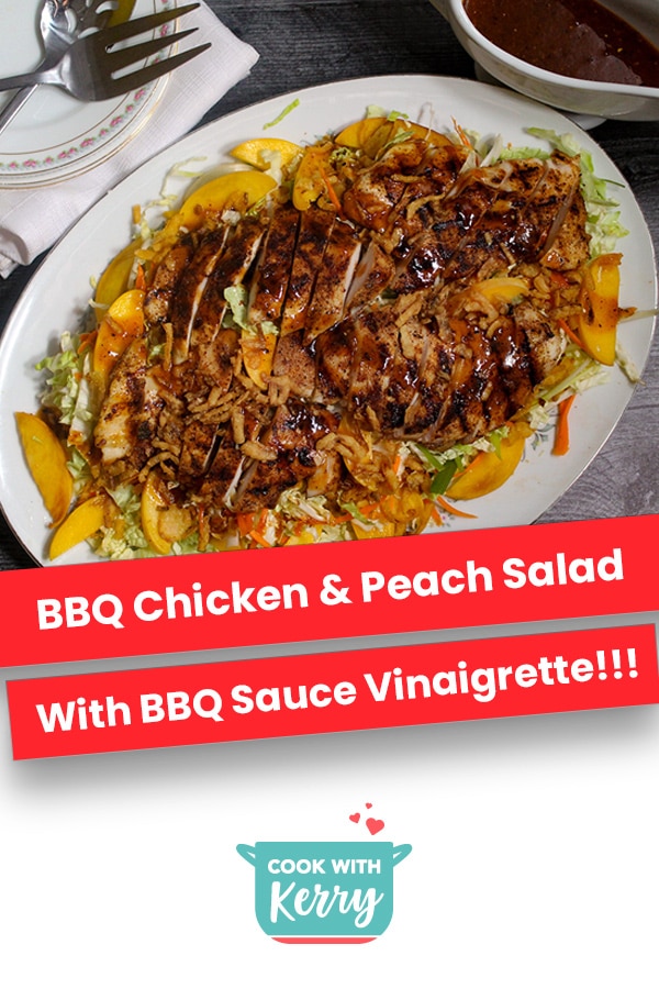 BBQ Chicken & Peach Salad | Crunchy, Sweet, & Tangy!
