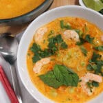 Red Curry Kabocha Squash Soup with Shrimp & Noodles | Souper Slurpable
