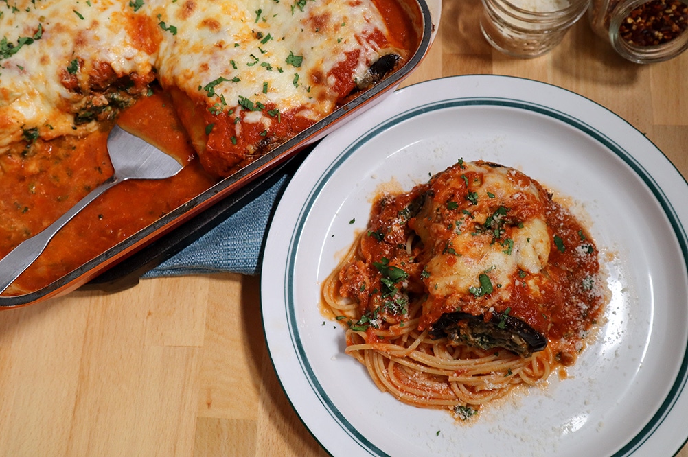 Spinach & Artichoke Eggplant Rollatini