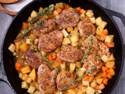 Pan Roasted Pork Tenderloin with Braised Root Vegetables