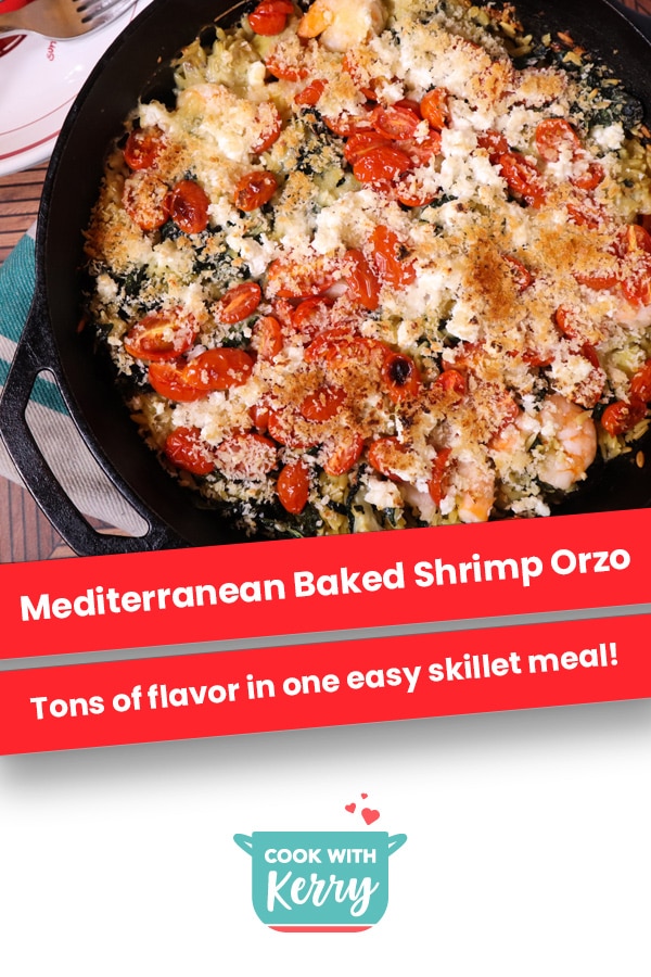 Mediterranean Baked Shrimp Orzo | One Skillet Meal