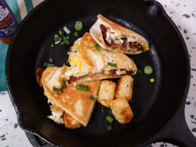 Tater Tot Breakfast Quesadillas