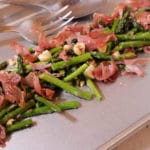 Sheet Pan Roasted Asparagus with Prosciutto & Hazelnuts