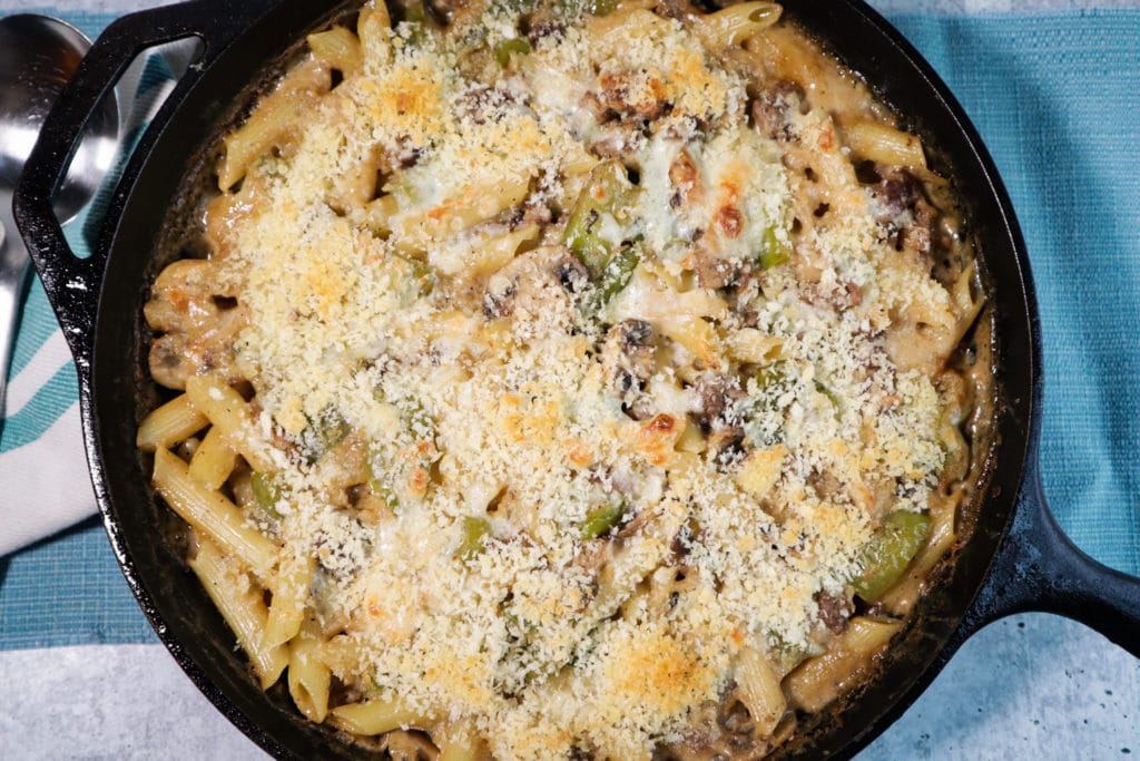 Philly Cheesesteak Pasta Skillet