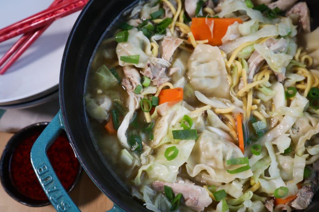 Wonton Noodle Soup with Chicken & Cabbage