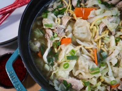 Wonton Noodle Soup with Chicken & Cabbage