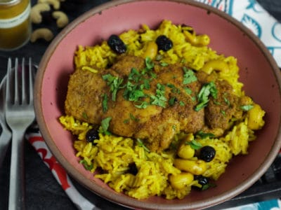 Chicken Curry Rice Pilaf with Cashews & Cranberries