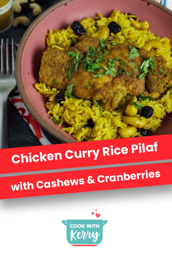 Chicken Curry Rice Pilaf with Cashews & Cranberries